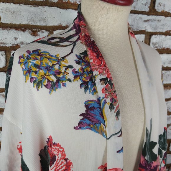 Open Front Caftan Duster Size S/M Floral Print - Picture 3 of 9